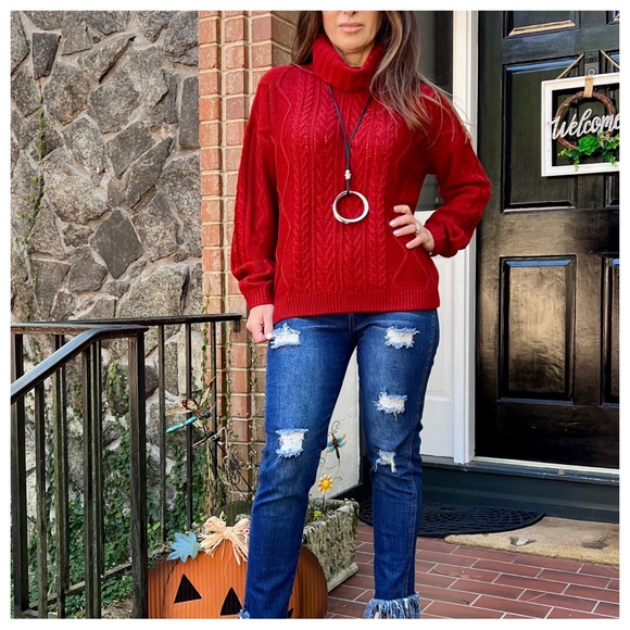 #33 RUST FALL COWL NECK KNIT SWEATER 
Perfect sweater to start fall with! - Picture 4 of 6